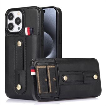 Voor iPhone 15 Pro Hoesje Retro PU Lederen gecoate TPU Kickstand Telefoonhoes