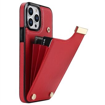 Voor iPhone 15 Pro Telefoonhoesje met Kaarthouder van TPU+PU Leer+Metaal