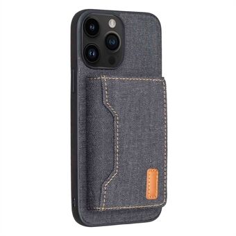 Voor iPhone 15 Pro Hoesje met Kaarthouder TPU+Jeans Doek Telefoonhoes Portemonnee Afneembare 2-in-1