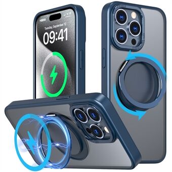 Voor iPhone 15 Pro Kickstand Hoesje Magnetische Telefoonhoes Onzichtbaar Gear