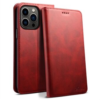 SUTENI voor iPhone 15 Pro Leren Telefoonhoesje Kalfsleer Textuur Portemonnee Stand