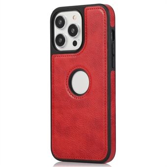 Voor iPhone 15 Pro Telefoonhoesje - Effen kleur, PU-leren ommanteling, TPU-logo met kijkvenster