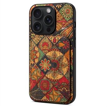 Voor iPhone 15 Pro Bloemen Telefoonhoesje met Kaartsleuven, Uitklapstandaard en Achterkant