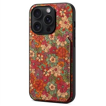 Voor iPhone 15 Pro Bloemen Telefoonhoesje met Kaartsleuven en Uitklapbare Achterkant