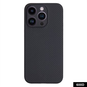 Voor iPhone 15 Pro-hoesje 600D Fijne Textuur Slijtvast Aramide Fiber Telefoonhoesje (Met Precieze Lensopening) - Zwart