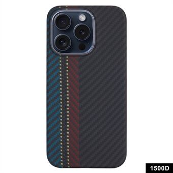 Voor iPhone 15 Pro hoesje 1500D Carbon Fiber Textuur Aramidevezel Telefoonhoes, Grote Lens Uitsparing.