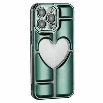 MNS-serie TPU-hoesje voor iPhone 15 Pro met elektroplating, telefoonhoesje met 3D-hart.