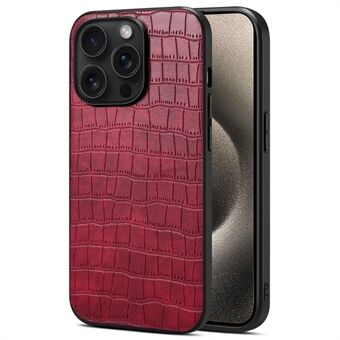 Voor iPhone 15 Pro hoesje met krokodillenstructuur, anti-kras PU+PC+TPU telefoonhoesje.