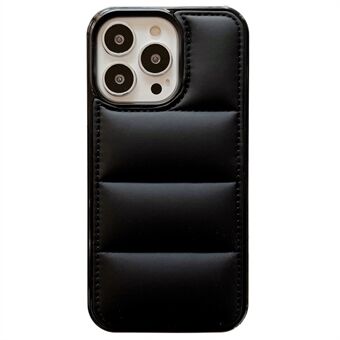 Voor iPhone 15 Pro PU+TPU+PC-hoesje Solide kleur Stikseldonsjas Achterkant Telefoonhoesje