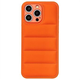 Voor iPhone 15 Pro Case 3D Donsjack PC+TPU+PU Leren Hoesje met Precieze Lensuitsparing