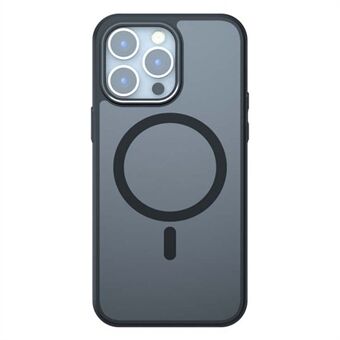 Voor iPhone 15 Pro hoesje Skin-touch TPU+PC telefoonhoes compatibel met MagSafe - Transparant Zwart