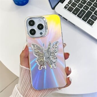 Voor iPhone 15 Pro Max Telefoonhoesje IMD Electroplating PC+TPU Cover met Butterfly Kickstand