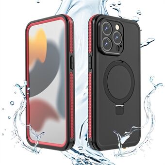 TB voor iPhone 15 Pro Max hoesje IP68 waterdicht, stofbestendig, schokbestendig telefoonhoesje met magnetische standaard.