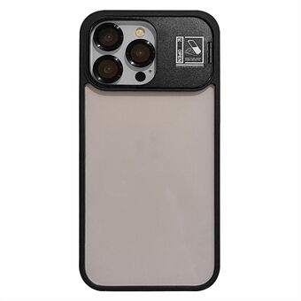 Voor iPhone 15 Pro Max hoesje van PC+TPU met lensfilm en standaard.