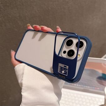Voor iPhone 15 Pro Max hoesje PC+TPU telefoonhoesje met lensfilm en standaard.