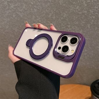 Voor iPhone 15 Pro Max Magneet Case PC+TPU Dual Kickstand Telefoonhoes met Lensfilm