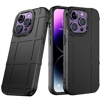 Voor iPhone 15 Pro Max hoesje TPU telefoonhoesje vierkant ruitjespatroon leren textuur telefoonhoes.