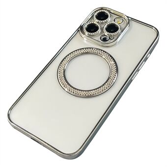 Voor iPhone 15 Pro Max Magnetische Hoes met Lensfilm TPU Telefoonhoesje met Strass Steentjes