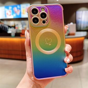 Voor iPhone 15 Pro Max Magnetische Case TPU Liefde Hart Patroon Gradient Telefoonhoesje