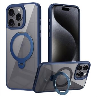 Voor iPhone 15 Pro Max Magnetische Transparante Hoes TPU+Acryl Standaard Telefoonhoesje