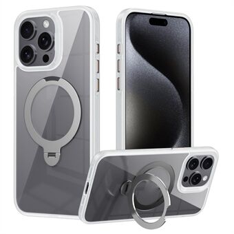 Voor iPhone 15 Pro Max Magnetische Transparante Hoes TPU+Acryl Standaard Telefoonhoesje