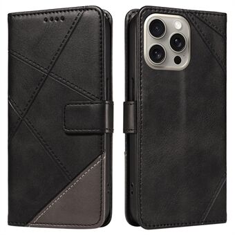 Voor iPhone 15 Pro Max Hoesje Kaartsleuven Lijnenpatroon PU Leren Telefoonhoesje Stand