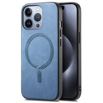 Voor iPhone 15 Pro Max Leren Achterkant Case Compatibel met MagSafe Skin-Touch Telefoonhoesje