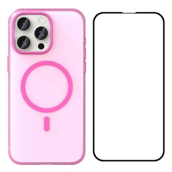 WANLONFENG LK1 Serie voor iPhone 15 Pro Max Magnetische Hoes Matte Rubberized Cover met Schermfolie