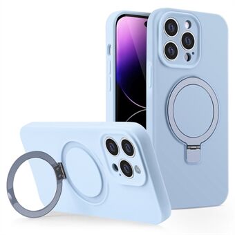 Voor iPhone 15 Pro Max Magnetische Hoes Vloeibare Siliconen Telefoonhoes Ring Magnetische Kickstand