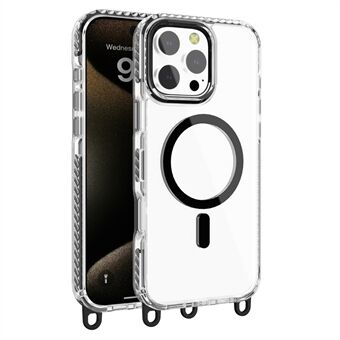 Voor iPhone 15 Pro Max Magnetische Telefoonhoes Compatibel met MagSafe PC+TPU Hoes met Lanyard Gat