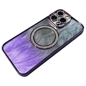 Voor iPhone 15 Pro Max Magnetische Hoes TPU + PC Transparante Telefoonhoes met Veertextuur Papier