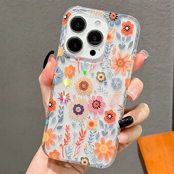 Voor iPhone 15 Pro Max Hoes IMD Bloemenpatroon TPU+PC Beschermende Telefoonhoes