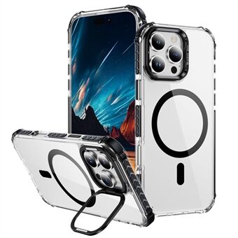 Voor iPhone 15 Pro Max Hoes met Lens Kickstand Valbestendige Telefoonhoes Compatibel met MagSafe