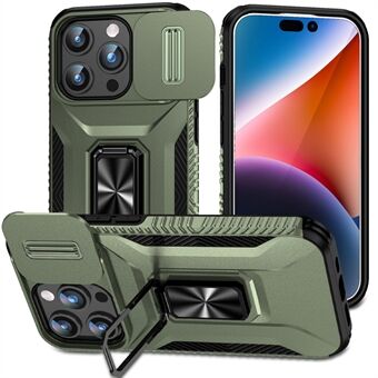 Voor iPhone 15 Pro Max Hoes Camshield Kickstand TPU+PC Anti-Slip Telefoonhoesje