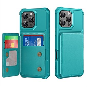 Voor iPhone 15 Pro Max Hoes Kaartsleuf Kickstand Leer+TPU Versterkte Hoek Telefoonhoesje