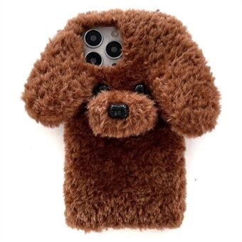 Voor iPhone 15 Pro Max Hoesje Schattige Teddy Hond Fluffy Zachte TPU Winter Telefoonhoesje