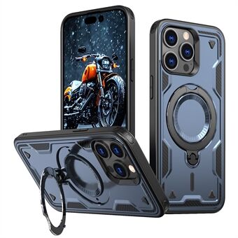 Voor iPhone 15 Pro Max Hoes Compatibel met MagSafe Militaire Bescherming PC+TPU Kickstand Telefoonhoesje