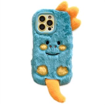 KJS-027 Voor iPhone 15 Pro Max Hoes Monster Dinosaurus Lens Standaard TPU Warme Pluche Telefoonhoes