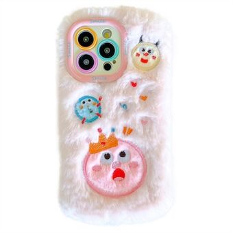 KJS-014 Voor iPhone 15 Pro Max Hoes Planet Monster Lens Kickstand TPU Pluche Furry Telefoonhoesje