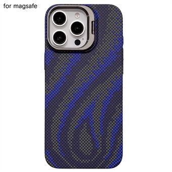 Voor iPhone 15 Pro Max Hoesje Compatibel met MagSafe Vlammenpatroon Hard PC Telefoonhoesje met Lensframe en Kickstand