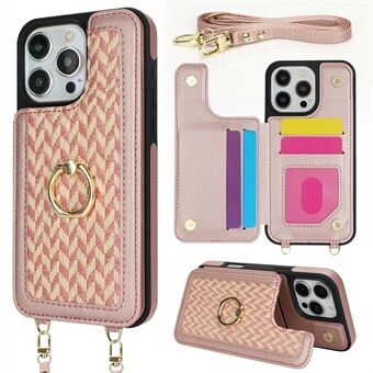 Voor iPhone 15 Pro Max hoesje met kaarthouder, standaard, RFID-blokkering PU+TPU telefoon achtercover