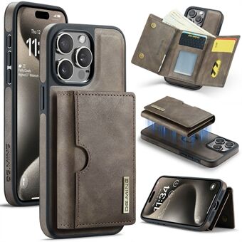 DG.MING M6-serie Voor iPhone 15 Pro Max Hoesje Magnetische Portemonnee PU+PC+TPU Telefoonhoesje
