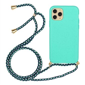 Voor iPhone 15 Pro Max Telefoonhoesje Biologisch afbreekbaar tarwestro + TPU-beschermingscover met Lanyard