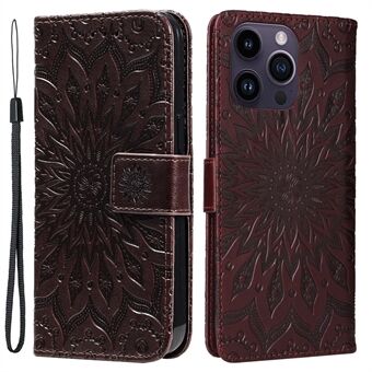 KT Bedrukken Bloemenserie-1 voor iPhone 15 Pro Max PU-leren portemonneehoesje met anti-valstandaard telefoonhoesje