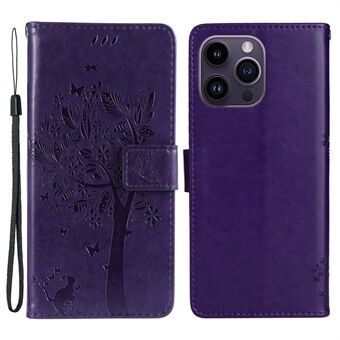 Voor de iPhone 15 Pro Max KT Imprint Flower Series-3 telefoonhoesje van PU leer met flip standaard en bedrukte portemonnee omslag.