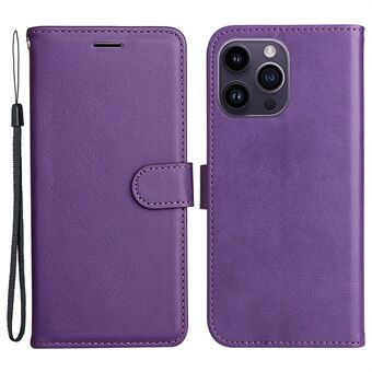 KT Leather Series-2 Telefoonhoesje van Leer voor iPhone 15 Pro Max, Effen Kleur Portemonnee Telefoonstandaard Cover.
