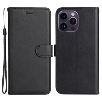 KT Leather Series-2 Telefoonhoesje van Leer voor iPhone 15 Pro Max, effen kleur, portemonnee-telefoonstandaardhoesje.