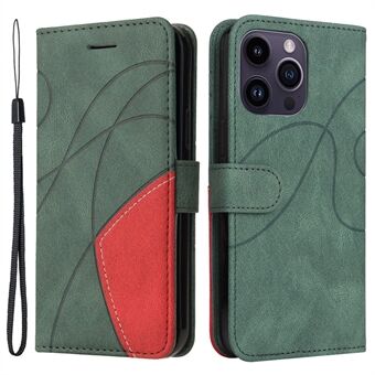 KT Leather Series-1 voor iPhone 15 Pro Max Telefoon Leren Hoesje met Dubbele Kleuren Insteek Portemonnee en Standaard Telefoonhoesje