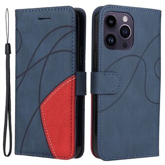 KT Leather Series-1 Voor de iPhone 15 Pro Max Telefoonhoesje van Leer met Dubbele Kleur Splicing en Portemonnee Standfunctie