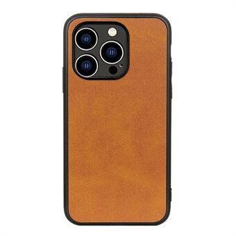 Voor iPhone 15 Pro Max PC+TPU+PU Leder Anti-Kras Telefoonhoesje met koeienhuid textuur op de achterkant.